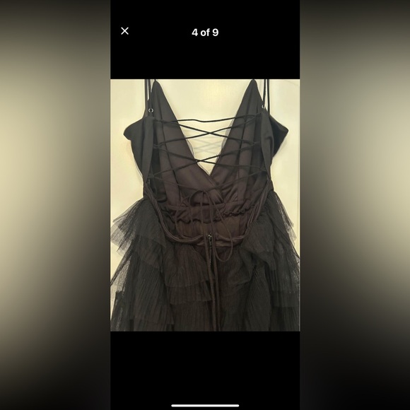 Lucille V Neck Tier Tule Dress Black Size XL NWT - Picture 4 of 9